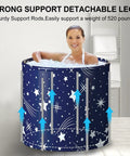 Woman enjoying Portable Foldable Bathtub For Adults With Cushion, Freestanding Collapsible Soaking Tub For Home Spa.