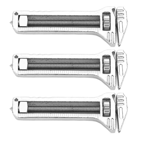Pocket Size Mini Multitool Wrench With Bottle Opener, Adjustable Caliper, Nail Puller, and More, shown in a 3-piece set