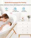 Quiet environment with a smiling mother and baby next to a drawer slide using Soft Close Undermount Drawer Slides 18 Inch Concealed Full Extension.