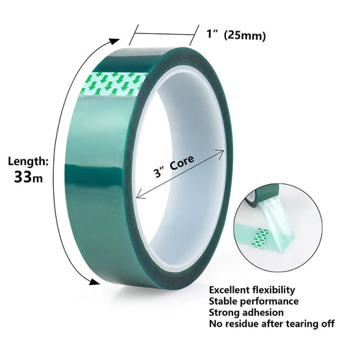 High Temp Masking Tape For Powder Coating And Painting, Heat Resistant 3 Rolls, Each 1 Inch By 108 Feet, Epoxy Release Tape For Painting