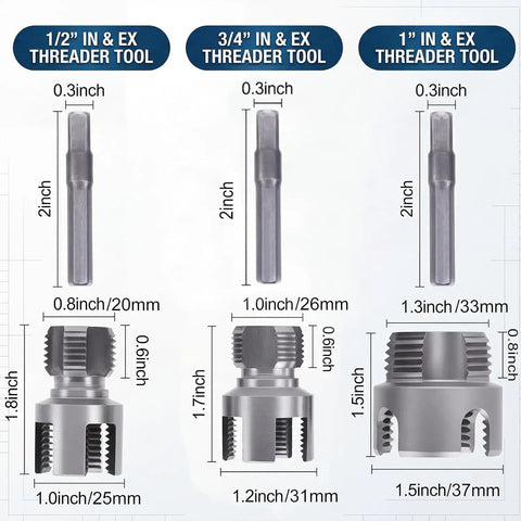 All In One PVC Pipe Threader Kit For Internal And External Threads On One Half, Three Quarter, And One Inch PVC PPR Pipes