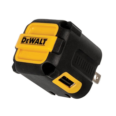 Beefy USB Wall Charger Block With Angled Dual Ports 12W Foldable Plug, compact design in black and yellow, showing angled ports