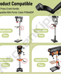 Top Shelf Drill Press Crank Handle Replacement For Nine Sixteenths Inch Drive Shaft Six Inch Turning Radius Three Sixty Degree Free Swivel Feed Knob compatible with various drill presses.