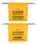 Expandable No Frills Multilingual Closed For Cleaning Sign For Doors English Spanish French From 28.25 Inches To 53 Inches
