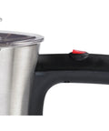 Close-up of handle and lid on Electric Turkish Coffee Maker For Quick Brew 800W Stainless Steel Design With Concealed Heating Element