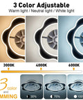 3-color adjustable lighting on a low profile ceiling fan with light modern flush mount LED dimmable remote control with hidden ABS blades.