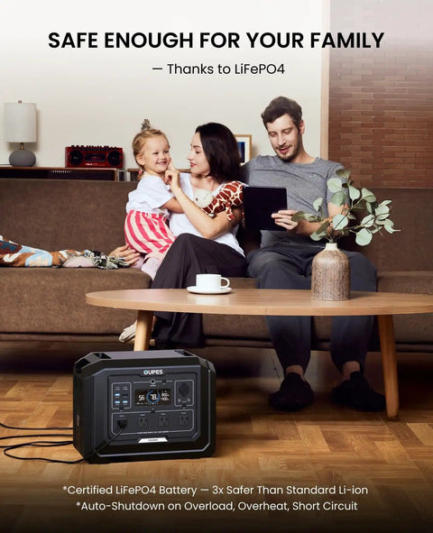 Family relaxing with Beast Portable Solar Generator With Panels Included, 2000W Pure Sine Wave Power Station, 1024Wh LiFePO4 Battery