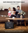 Family using Beast Mode Portable Power Station 2000W Continuous 4500W Surge 1024Wh LiFePO4 Solar Generator in a living room.