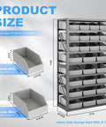 Heavy Duty Steel Organizer Bin Rack Eight Tier With 27 Bins For Tools Office Supplies Garage Warehouse Workshop Storage Built To Last Frame Easy Assembly Adjustable Vertical Storage, 37x15.75x65 in