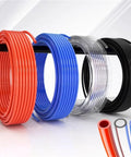 Top Shelf Pneumatic Air Hose And Compressor Tubing 4Mm 6Mm 8Mm 10Mm Variants colorful coils, flexible PU construction for workshop use.