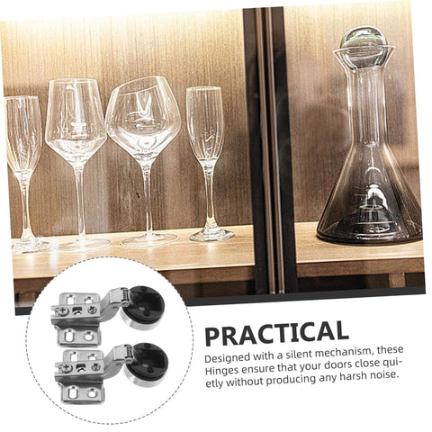 Two Pack Soft Close Cabinet Hinges With Hydraulic Damping For Frameless Cabinets in display with glassware