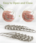 Rustproof Stainless Steel Shower Curtain Hooks Set Of 12 for bathroom rods with polished nickel finish, showcasing easy open and close feature.