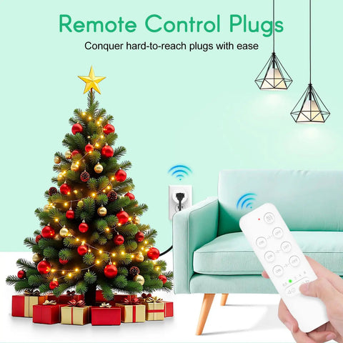 500Ft Wireless Wall Switch With Timer Plug For Three Outlets Countdown Remote Control Electrical Outlet Adapter by Christmas tree.