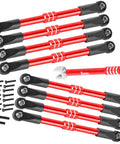 Beefed-Up Adjustable Front And Rear Toe Links And Push Rods Upgrade Set For One Sixteenth Mini E Revo Summit RC Truck Aluminum Turnbuckles Camber Links Steering Tie Rod Suspension Pushrod Linkage Red