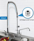 Built Different Commercial Sink Sprayer With 45 Inch Flexible Stainless Pre Rinse Hose and Heavy Duty Overhead Spring Replacement Kit