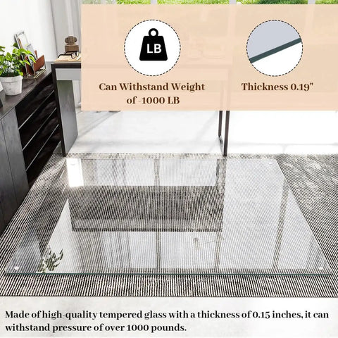 46 By 55 Inch Glass Chair Mat For Carpet And Hard Floors, Heavy Duty Tempered Glass With Round Corners And Polished Edge