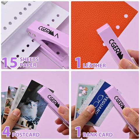 Heavy Duty Hole Puncher With One Quarter Inch Hole, Cuts The Grunt Work In Half, All Metal Design, punching paper leather cards