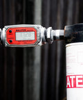 Industrial Digital Fuel Meter 1 Inch NPT Flow Meter For Diesel Gasoline Kerosene Lubricants And Coolants attached to pipe