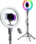 12 Inch Ring Light With 72 Inch Tripod Stand Dual Phone Holders 38 Color Modes Selfie Ring Light For YouTube Makeup