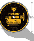 12 Inch Miter Saw Blade 80 Tooth Fine Finish Crosscutting Wood Blade Pro Grade With 1 Inch Arbor For Ultra Smooth Clean Cuts ATB Teeth Laser Cut Kerf 0.118 Inch Low Vibration Performance