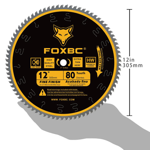 12 Inch Miter Saw Blade 80 Tooth Fine Finish Crosscutting Wood Blade Pro Grade With 1 Inch Arbor For Ultra Smooth Clean Cuts ATB Teeth Laser Cut Kerf 0.118 Inch Low Vibration Performance