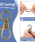 Heavy Duty Swivel Lobster Claw Keychain Clasps And 50 Piece One Inch Zinc Alloy Snap Hooks For Crafts Jewelry Making Dang Sturdy Bag Charms In Top Tier Bronze Finish with 360-degree swivel feature.