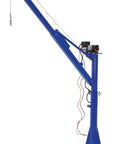 Supercharged 12V DC Powered Jib Crane With Rock Solid Steel Frame And 1500 Lb Capacity, blue steel hoist for tight spaces.