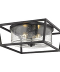 Matte Black Seeded Glass Flush Mount Ceiling Light Fixture For Hallways Living Rooms And Bathrooms Durable Steel Construction