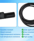 Close-up of 10 Ft Quarter Inch ID Fuel Line Hose Kit with 20 Clamps for Small Engines, flexible rubber material, universal fit