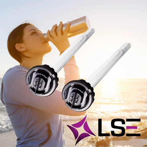 A person drinking water by the sea with Two Pack UV Replacement Lamps 602805 For Viqua Max C D4 Systems And Trojan Sterilight Equivalents.