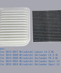 Mitsubishi Engine And Cabin Air Filter Kit For Lancer And Outlander Models 2013 To 2024, two filters displayed side by side
