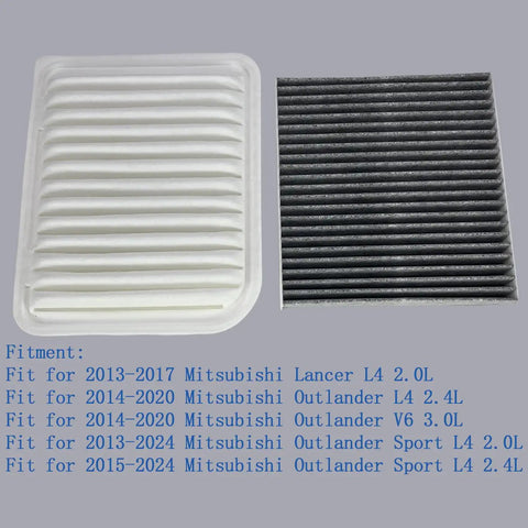 Mitsubishi Engine And Cabin Air Filter Kit For Lancer And Outlander Models 2013 To 2024, two filters displayed side by side