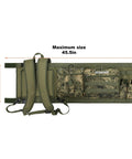 Laid flat view of Five Gallon Bucket Backpack in camouflage with rod and pliers holder, multiple pockets for fishing or hunting