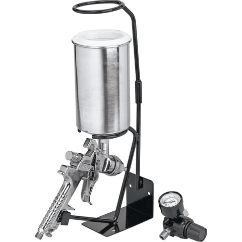 2.3 Mm HVLP Gravity Feed Spray Gun With Locking Regulator Gauge 1000 Ml Aluminum Cup Pro Grade Paint Sprayer for Cars and DIY