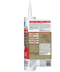 Side view of Waterproof Kitchen And Bathroom Silicone Caulk White 10 Oz 1 Pack Strong Adhesion with label details