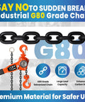 Three Quarter Ton Manual Ratchet Lever Hoist Workhorse With 1650 Lb Lifting Capacity And 10 Ft G80 Chain Come Along Dual Hooks
