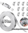 Must-Have 304 Stainless Steel Hose Clamps Assortment Kit With Tough Metal Straps Plus Strong Fasteners For Heavy Duty Worm Gear Jobs That Last. 30m roll with 20 fasteners