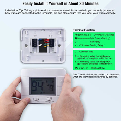 Upgraded Non Programmable Thermostat For Home 1 Heat 1 Cool Single Stage System With Temperature And Humidity Monitor setup guide