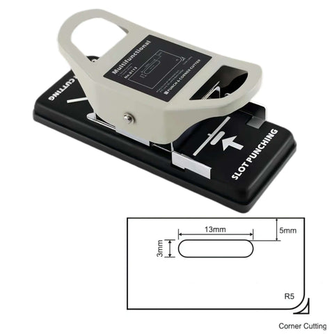 2-In-1 Slot Hole Punch For Paper And PVC Cards - Heavy Duty All Metal Corner Rounding And Slot Punch Tool with centering guide