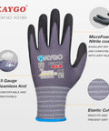 MicroFoam Nitrile Coated Seamless Knit Work Gloves For Men And Women, 25 Percent Thinner Nitrile Coating For Slimmer Feel, Crazy Dexterity And All Day Comfort, 60 Pairs KG18NB, Great For Automotive, Warehouse, Construction, Gray Medium with elastic cuff and seamless knit.