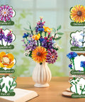Sunflower 1183-Piece Building Blocks Set For Adults Flower Garden Kit For Home Decor And Mindful Crafting, Perfect Gift For Valentines Day And Mothers Day, Brick Compatible With Most Brick Systems. Buildable flower bouquet in vase