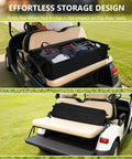 Golf Cart Storage Bag And Accessories For 2 Plus 2 Seats Heavy Duty Cargo Box With Strong Buckles And Adjustable Straps Fits Yamaha, Club Car, EZGO, Kandi And More No Drill Design Bag Only Weather Resistant on rear seat