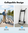 Outboard Motor Trolley Carrier Cart Foldable Engine Stand built to last for boats with heavy duty 30 HP motors on dock and folded