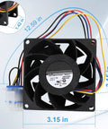 Refrigerator Evaporator Fan Motor DC 13.6V 0.16A Replacement For GE Models, dimensions shown with wiring and plug included.