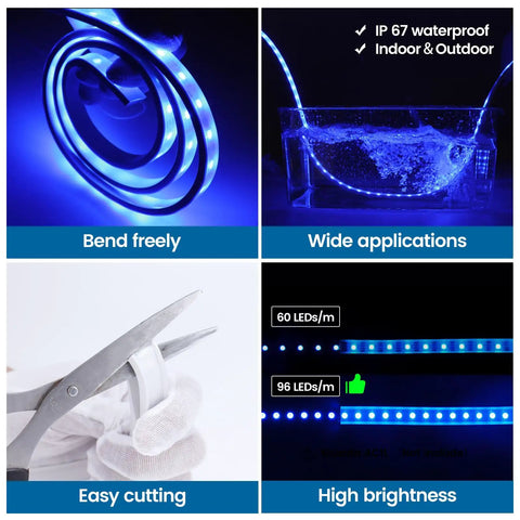 Silicone LED Channel System 16.5 Feet Waterproof Flexible Tube IP67 Dustproof for 10mm LED Strips Inner Diameter USC1 in use