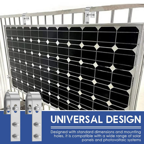 Heavy Duty Solar Panel Balcony Bracket Kit on railing, 2 Pcs 304 Stainless Steel PV Module Mounting Hooks, no drill install