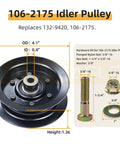 106-2175 idler pulley with 4.1-inch outer diameter and full hardware kit for spindle assembly replacement for Toro Timecutter 42 Inch Riding Mower 139 3214 Pro Grade Replacement Part Fits 4200 4200C 4225 4275C MX4200 MX4250 MX4260 MX4275 SS4200 SS4216 SS4225 SS4235 SS4250 SS4260 SW4200 SWX4250 ZS4200 ZS4200S ZS4200T ZS4200TF