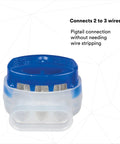 No Sweat Wiring Heavy Duty Connectors For Pigtail Splicing 22 To 14 Awg Tin Plated Brass Moisture Resistant Zero Hassle Electrician Grade Blue Bulk Pack One Thousand Piece Set, connects 2-3 wires.