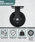 Badass Heavy Duty Caster Wheels Set Features Two Swivel Brakes And Two Rigid Pads constructed from thick steel brackets on a floor.