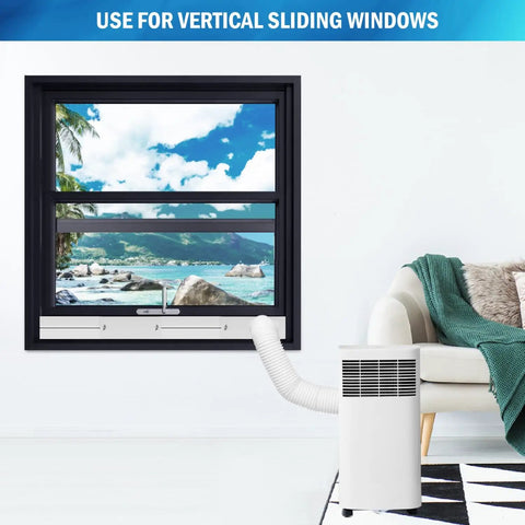 Portable Window Kit For Air Conditioner With 5 Inch Exhaust Hose Adjustable Coupler And Seal Sliding Vent Rail on vertical window